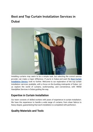 Best and Top Curtain Installation Services in Dubai