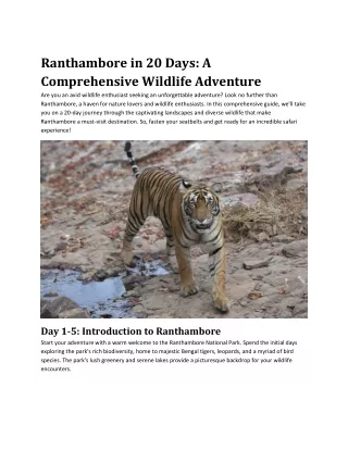 Ranthambore in 20 Days