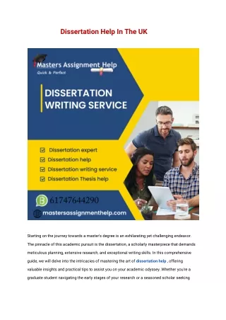 Dissertation Help In The UK