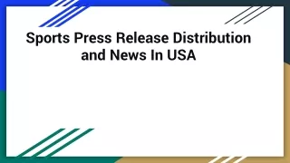 Sports Press Release Distribution and News In USA