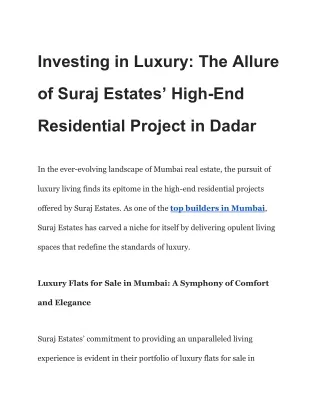 Investing in Luxury_ The Allure of Suraj Estates’ High-End Residential Project in Dadar