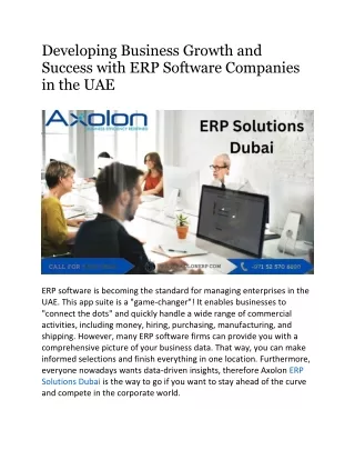 Developing Business Growth and Success with ERP Software Companies in the UAE