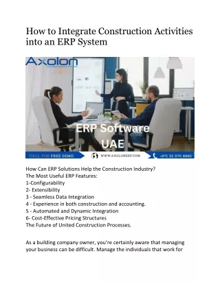 How to Integrate Construction Activities into an ERP System