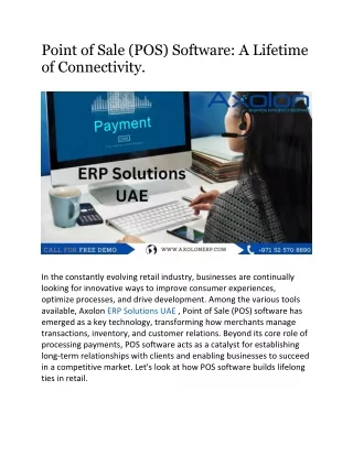 Point of Sale (POS) Software A Lifetime of Connectivity^