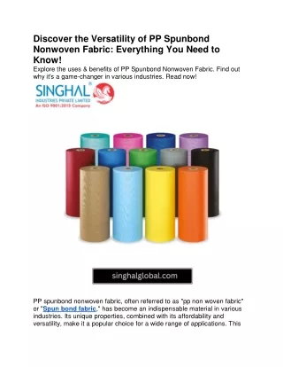 Discover the Versatility of PP Spunbond Nonwoven Fabric- Everything You Need to Know!