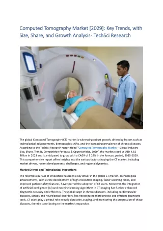 Computed Tomography Market  Key Trends, with Size, Share, and Growth Analysis