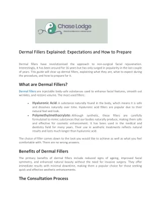 Dermal Fillers Explained Expectations and How to Prepare - Chase Lodge Hospital