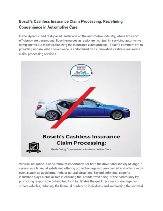 Bosch's Cashless Insurance Claim Processing_ Redefining Convenience in Automotive Care.