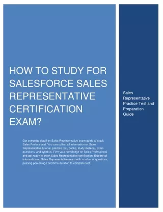 How to Study for Salesforce Sales Representative Certification Exam?