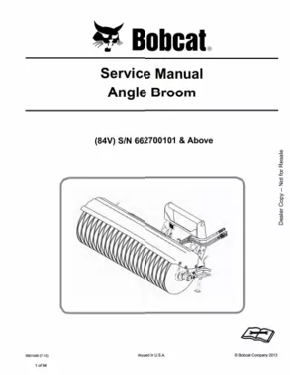 Bobcat 84V Angle Broom Service Repair Manual SN 662700101 And Above