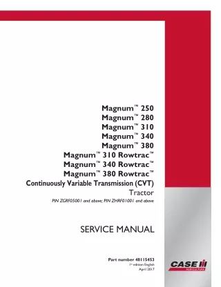 CASE IH Magnum 310 Continuously Variable Transmission (CVT) Tier 4B Tractor Service Repair Manual (PIN ZGRF05001 and abo