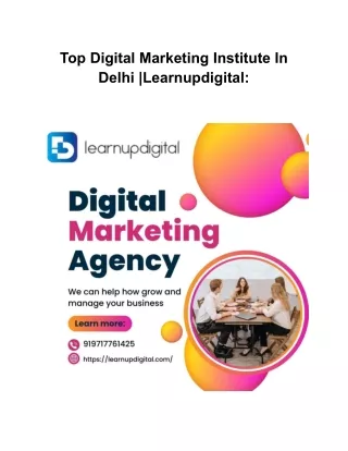 No 1 digital marketing agency in delhi || learnupdigital