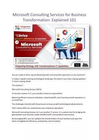 Microsoft Consulting Services for Business Transformation