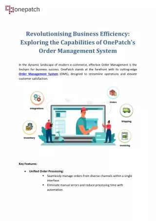 Exploring the Capabilities of OnePatch's Order Management System