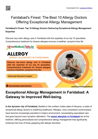 Faridabad's Finest The Best 10 Allergy Doctors Offering Exceptional Allergy Management