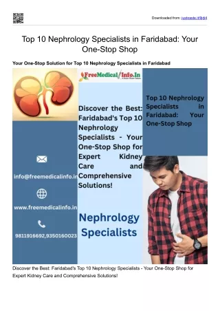 Top 10 Nephrology Specialists in Faridabad Your One-Stop Shop