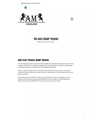 AM Haulage: Tri Axle Truck Services in Toronto & Southern Ontario