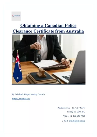 Obtaining a Canadian Police Clearance Certificate from Australia