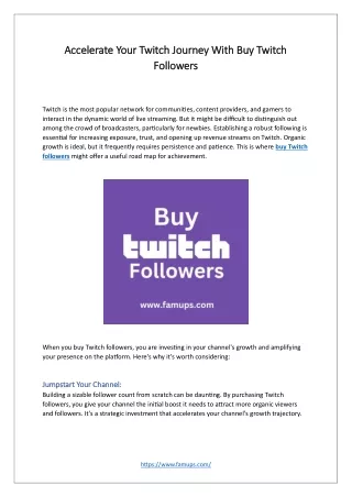 Accelerate Your Twitch Journey With Buy Twitch Followers