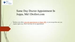 Same Day Doctor Appointment In Joppa, Md Drsfirst.com