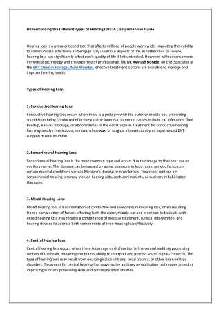 Understanding the Different Types of Hearing Loss