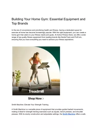 Building Your Home Gym_ Essential Equipment and Top Brands