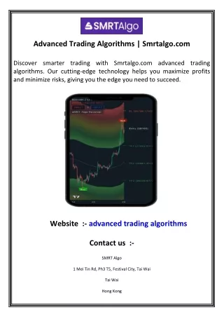 Advanced Trading Algorithms  Smrtalgo.com
