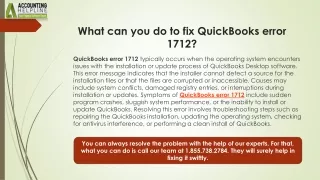 Effective Remedy To Resolve QuickBooks error 1712