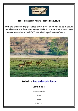 Tour Packages In Kenya  Traveldeals.co.ke