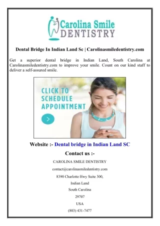 Dental Bridge In Indian Land Sc Carolinasmiledentistry.com