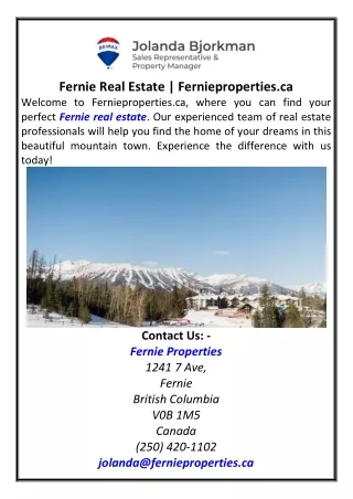 Fernie Real Estate Fernieproperties.ca