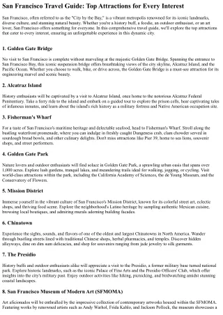 Beyond the Golden Gate: Discovering San Francisco's Diverse Neighborhoods