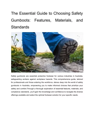 The Essential Guide to Choosing Safety Gumboots_ Features, Materials, and Standards