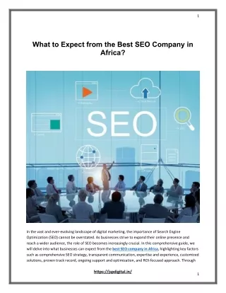 What to Expect from the Best SEO Company in Africa