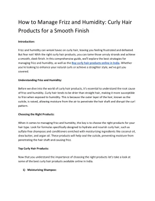Butterco -How to Manage Frizz and Humidity_ Curly Hair Products for a Smooth Finish