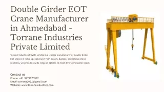 Double Girder EOT Crane Manufacturer in Ahmedabad, Best Double Girder EOT Crane