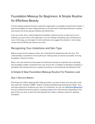 Foundation Makeup for Beginners: A Simple Routine for Effortless Beauty