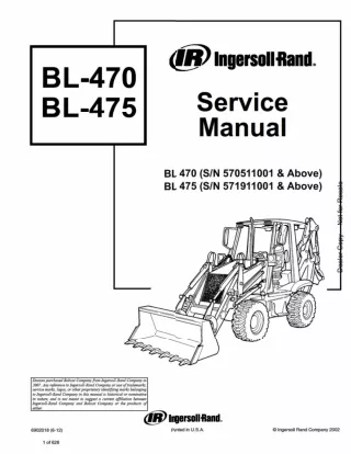 Bobcat BL475 Loader Backhoe Service Repair Manual SN 570511001 AND Above