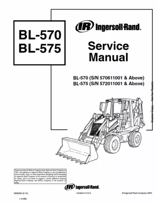 Bobcat BL570 Loader Backhoe Service Repair Manual SN 570611001 AND Above