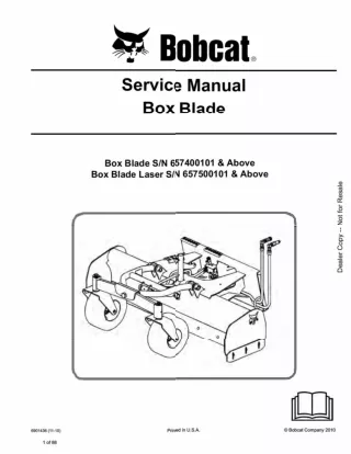 Bobcat Box Blade Service Repair Manual SN 657400101 AND Above