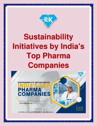 Sustainability Initiatives by India's Top Pharma Companies