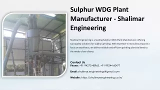 Sulphur WDG Plant Manufacturer, Best Sulphur WDG Plant Manufacturer