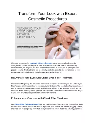 Transform Your Look with Expert Cosmetic Procedures