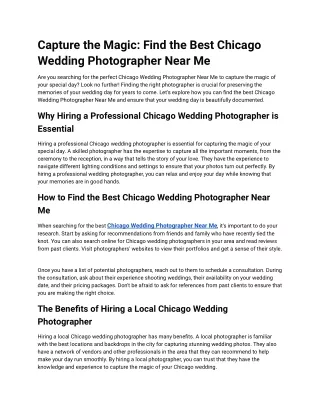 Capture the Magic_ Find the Best Chicago Wedding Photographer Near Me