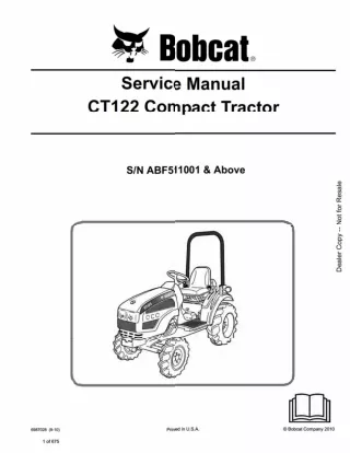 BOBCAT CT122 COMPACT TRACTOR Service Repair Manual SN ABF511001 AND Above