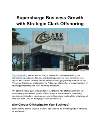 Supercharge Business Growth with Strategic Clark Offshoring