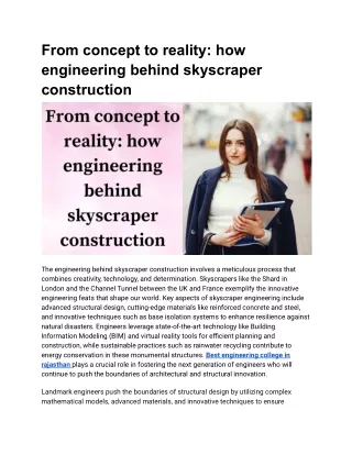 From concept to reality: how engineering behind skyscraper construction