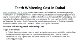 Teeth Whitening Cost in Dubai