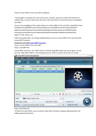 How to convert MKV to the new iPad for playback