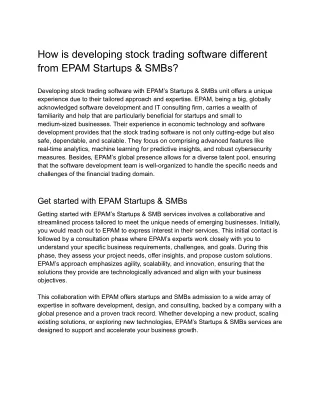 How is developing stock trading software different from EP
